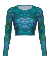 Langärmliges Crop-Top mit Print